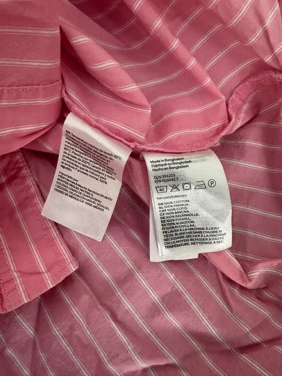 EUC Oversized Pink & White Pinstripe Button Down Cotton Boyfriend Shirt - Medium - Picture 9 of 9